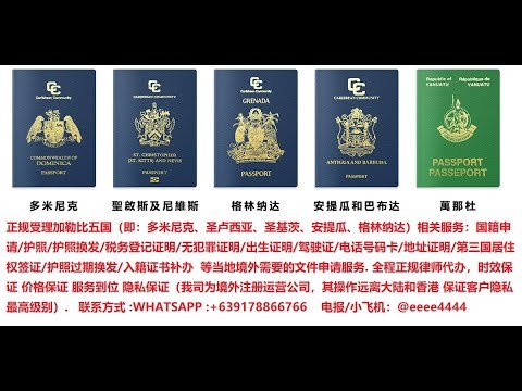 多米尼克、圣卢西亚、圣基茨、安提瓜、格林纳达 国籍 护照/护照换发/税务登记证明/无犯罪证明/出生证明/驾驶证/电话号码卡/地址证明/第三国居住权签证/护照过期换发/入籍证书补办服务.