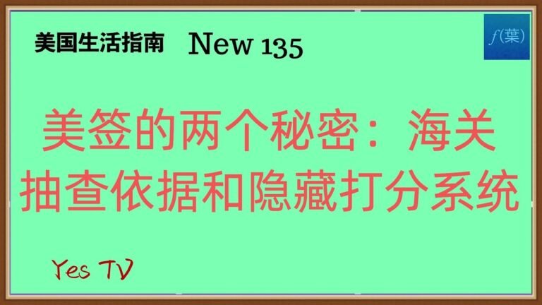 【Yes TV】美國生活  揭秘美国签证的两个秘密：美国海关根据什么抽检入境人士，以及美签的隐藏打分系统。参考打分系统，自我评估申请美签的成功率。how to apply us visa?