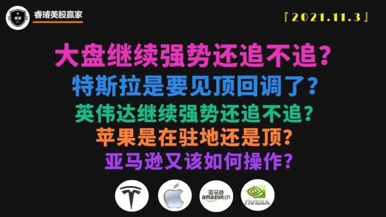 美股第162期 | 大盘继续强势，还追不追？特斯拉是要见顶回调了？英伟达继续强势，还追不追？苹果是在驻地还是顶？亚马逊又该如何操作 IXIC/TSLA/AAPL/AMZN/NVDA