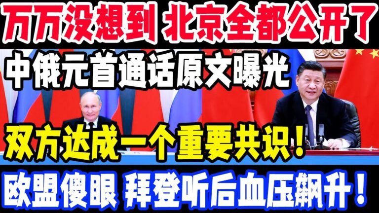 万万没想到 北京全都公开了，中俄元首通话原文曝光，双方达成一个重要共识！欧盟傻眼，美国也没想到中国会来这招！#中俄元首通话#美国#欧盟#台湾#
