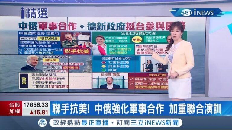中俄強化軍事合作"聯合抗美"！ 摩根大通CEO警告"北京犯台將成中國版越戰" 德國3政黨組新政府挺台灣參與國際｜主播 苑曉琬｜【國際局勢】20211125｜三立iNEWS