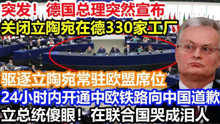 突发！德国总理突然宣布！关闭立陶宛在德330家工厂！驱逐立陶宛常驻欧盟席位！24小时内开通中欧铁路向中国道歉！立总统傻眼！在联合国哭成泪人