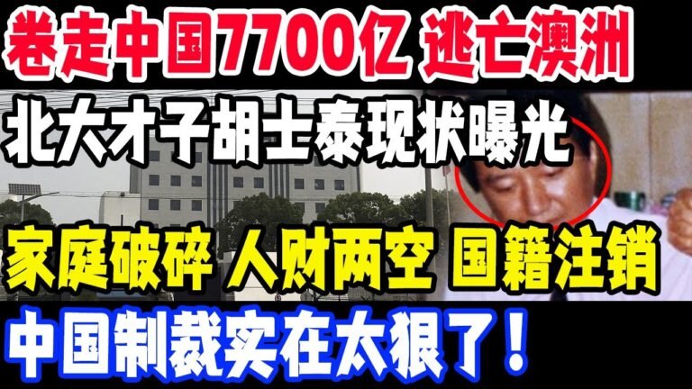 那个卷走中国7700亿，逃亡澳大利亚的北大才子胡士泰，如今现状曝光，家庭破碎 人财两空 国籍注销，中国制裁实在太狠了！#胡士泰#澳大利亚#中国#