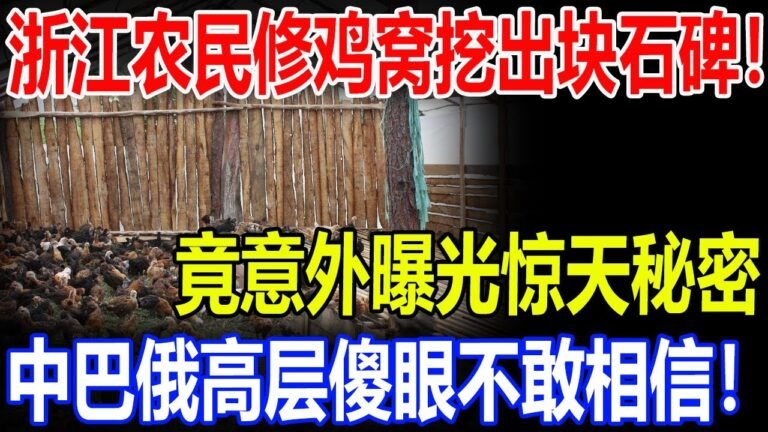 浙江农民修鸡窝挖出块石碑！竟意外曝光惊天秘密！中巴俄3国高层傻眼不敢相信！