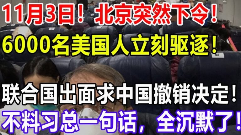 11月3日！北京突然下令！6000名美国人立刻驱逐！联合国出面求中国撤销决定！不料习总说了一句话，全沉默了！