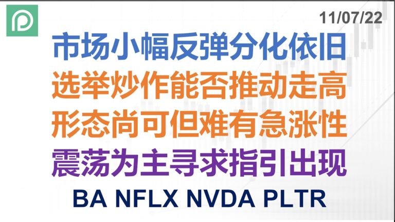 美股分析 BA NFLX NVDA PLTR 市场小幅反弹分化依旧 选举炒作能否推动走高 形态尚可但难有急涨性 震荡为主寻求指引出现