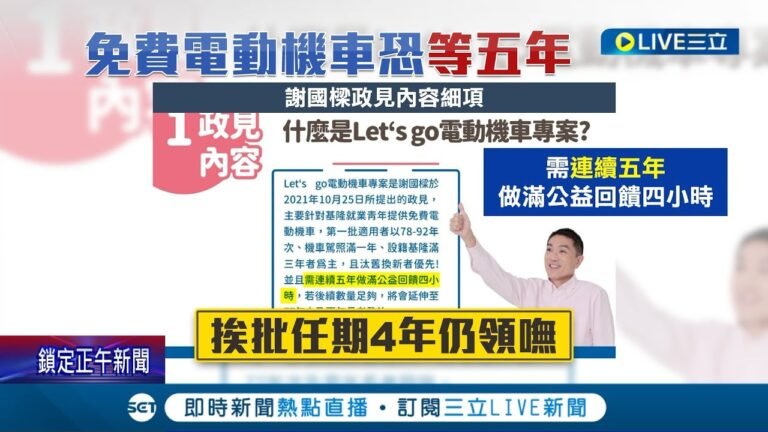 想領免費電動車得先讓候選人"連任"? 謝國樑開出免費送電動車政見遭經濟部打臉! 領車條件"連續5年"做公益挨轟｜記者 蔡駿琪 周冠宇｜【LIVE大現場】20221129｜三立新聞台